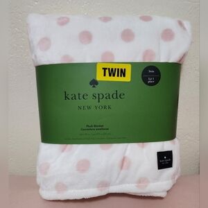Kate Spade White And Pink Polka Dot Blanket Twin Size New